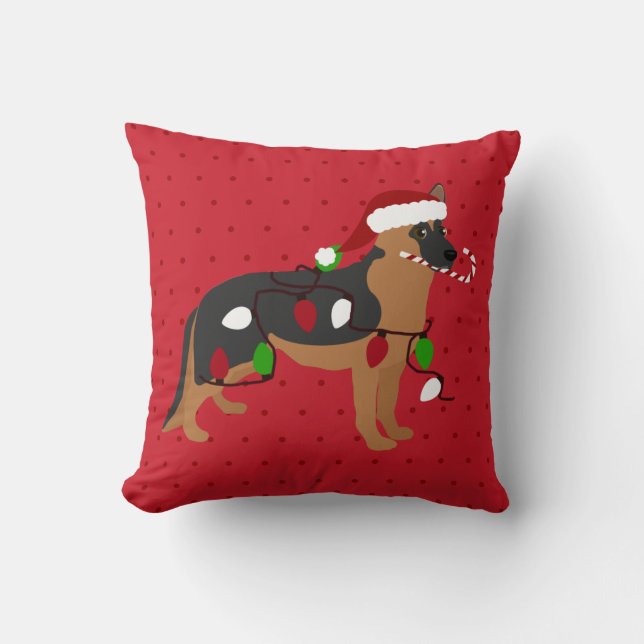 Coussin Noël du berger allemand mignon (Recto)
