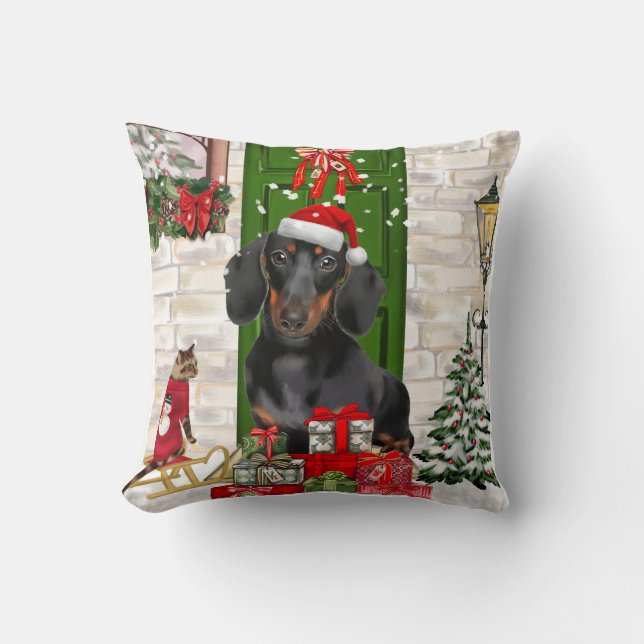 Coussin Noël du chien Dachshund (Recto)