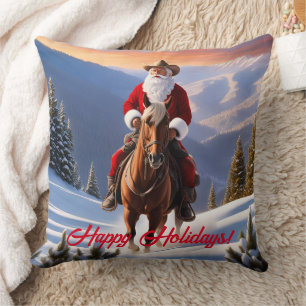 Coussin Noël du Père Noël équitation
