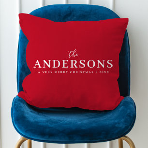 Coussin Noël élégant Moderne Style Rouge Grand Nom