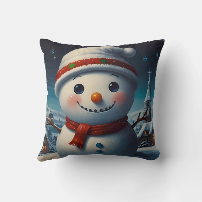 Coussin Noël enneigé fête joyeuse (Verso)