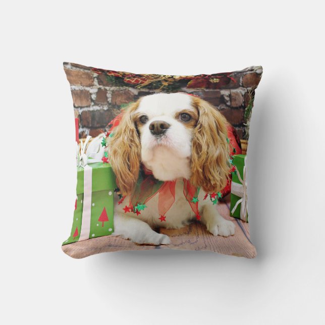 Coussin Noël - épagneul cavalier Mei Mei du Roi Charles (Recto)