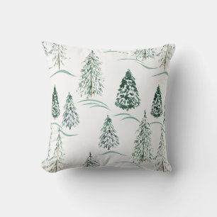 Coussin Noël, épinette, sapin de Noël, forêt, neige,