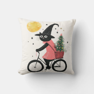 Coussin Noël Fantastique et Sombre de Cyclisme de Chat Noi