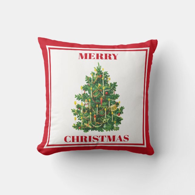 Coussin Noël Festif Vintage Arbre de Noël (Recto)