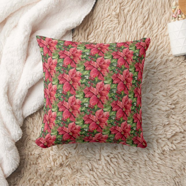 Coussin Noël Fête Poinsettia (Couverture)