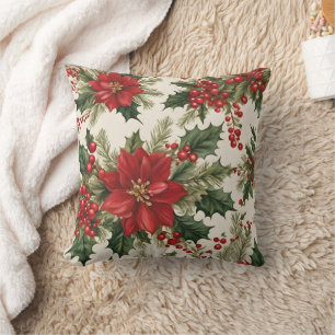 Coussin Noël Holly Et Berries Jettent L'Oreiller