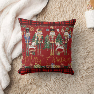 Coussin Noël Joyeux Casse-Noisette Vintage Rouge Fête
