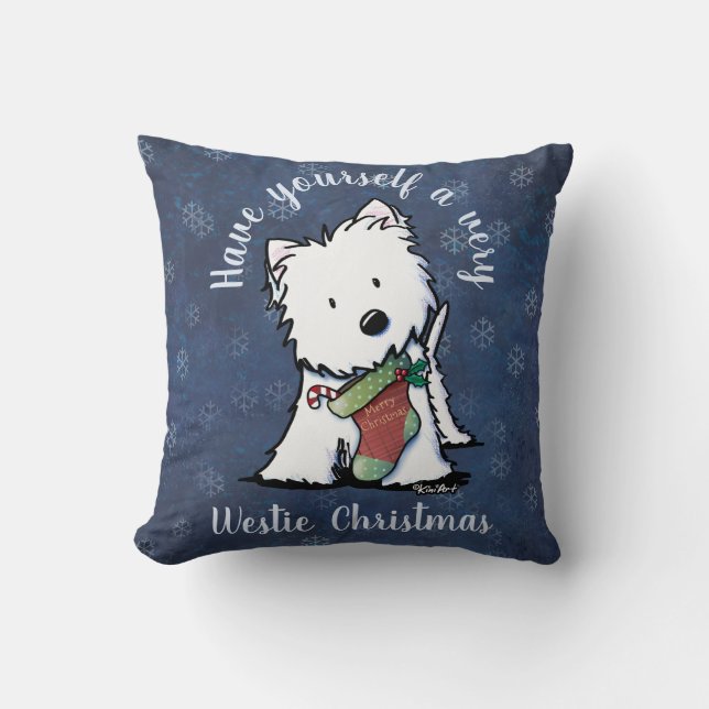 Coussin Noël KiniArt Westie (Recto)