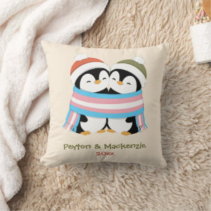 Coussin Noël Manchots Trans Personnalisés Cozy