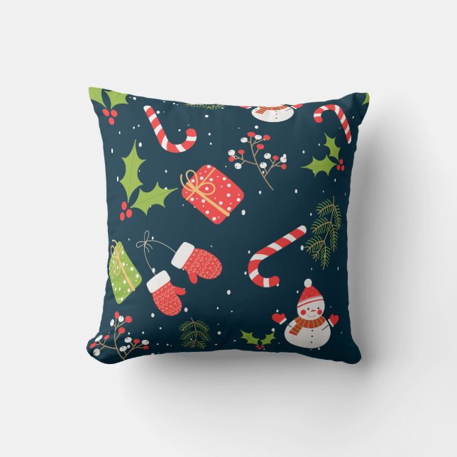 Coussin Noël mignon Snowman Motif de vacances (Recto)