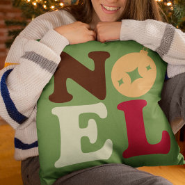 Coussin Noel Moderne Festive Retro Typographie Noël