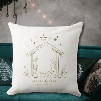 Coussin Noël moderne Nativité paix amour religieux