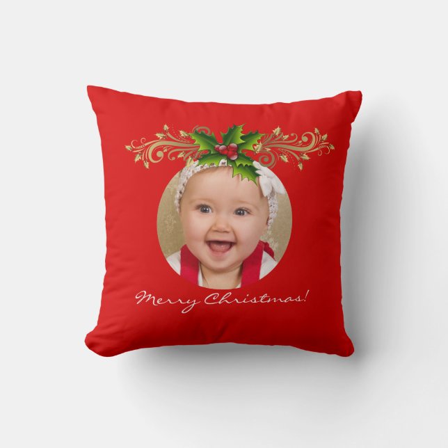 Coussin Noël Noël Noël Modèle photo Famille bébé (Recto)