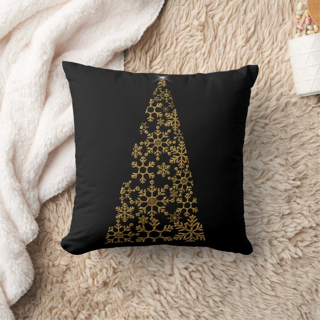 Coussin Noël noir et or contemporain (Couverture)