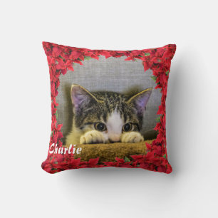Coussin Noël Nom personnalisé de l'animal / Photo
