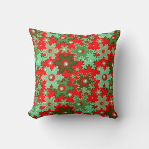Coussin Noël Nouvel an neige flocon rouge vert cartoo