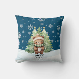 COUSSIN NOËL OURS DE BOIS