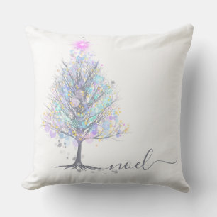 Coussin Noel pastel éclairages arbre de Noël