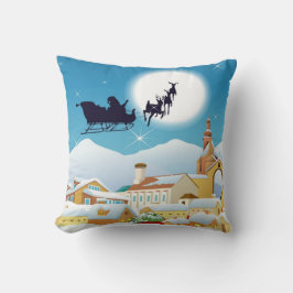 Coussin Noël père Noël et Silhouette de Sleigh