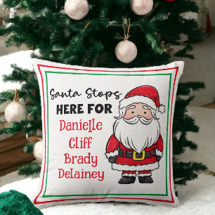 Coussin Noël Père Noël s'arrête ici Personnalisé
