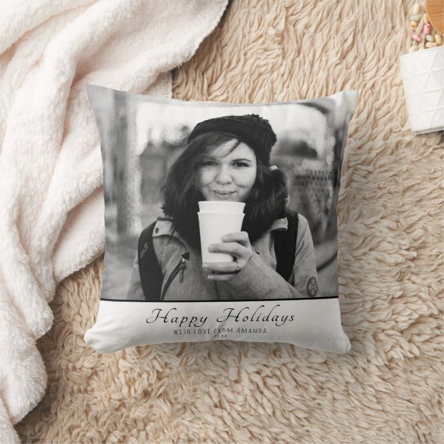 Coussin Noël Personnalisé Carte photo de vacances (Couverture)