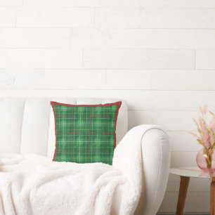 Coussin Noël Plaid vert avec roulette rouge