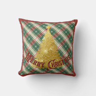 Coussin Noël plaqué avec Arbre d'or
