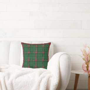 Coussin Noël plaqué vert foncé avec rouge