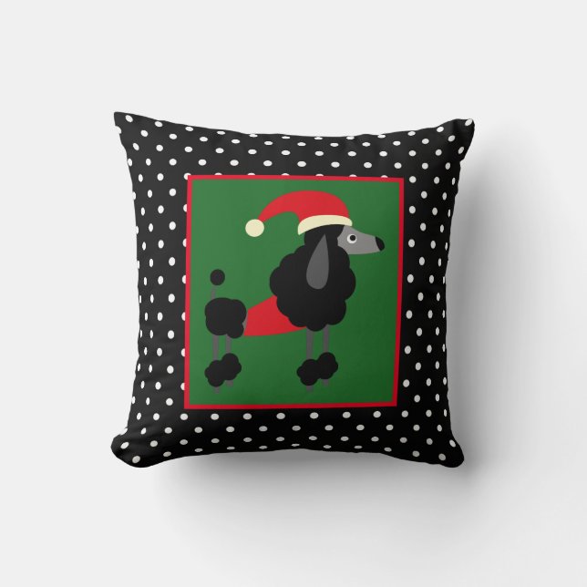 Coussin Noël pois et caniche (Recto)