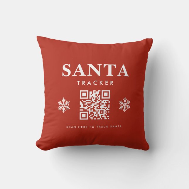 Coussin Noël QR Code Père Noël Tracker Rouge (Recto)