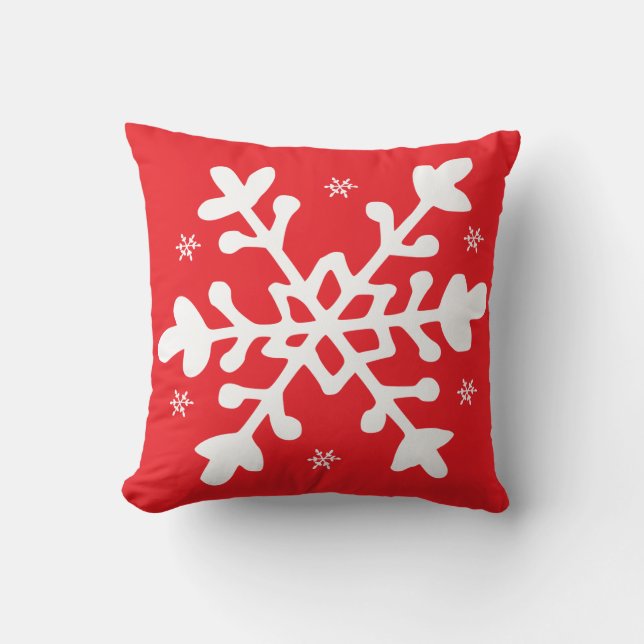Coussin Noël rouge à flocon de neige (Recto)