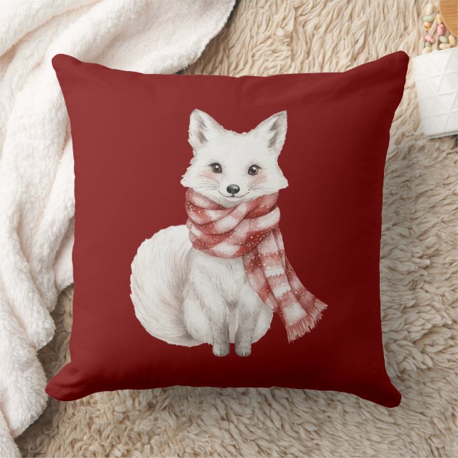 Coussin Noël Rouge blanc Peppermenthe renard et cerf (Couverture)