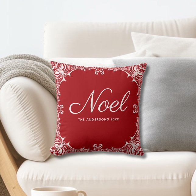 Coussin Noel rouge Noël Monogramme (Créateur téléchargé)