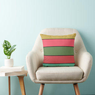Coussin Noël Rouge or couleur verte sur papier d'aquarelle