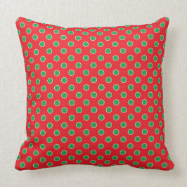 COUSSIN NOËL ROUGE & VERT POIS