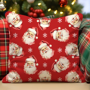 Coussin Noël Rouge Vintage rétro Père Noël