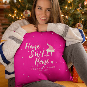 Coussin Noël Santa Chapeau maison doux nom de famille