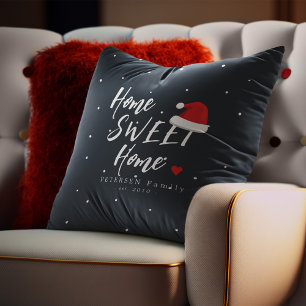 Coussin Noël Santa Chapeau maison doux nom de famille
