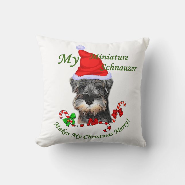 Coussin Noël Schnauzer miniature (Recto)