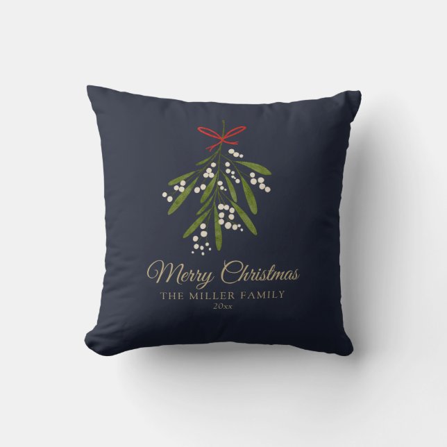 Coussin Noël simple de mistletoe marine (Recto)