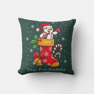 Coussin Noël Snowman et Sucre de canne Personnalisé