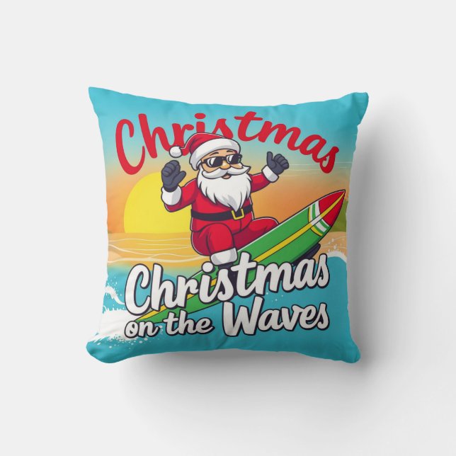 Coussin Noël sur la conception de Père Noël Waves (Recto)