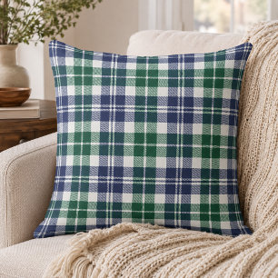 Coussin Noël Tartan Plaid Classique Vert Bleu Marine