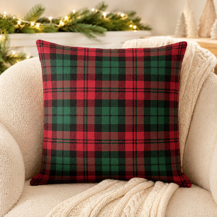 Coussin Noël Tartan Plaid Rouge et Vert Gras