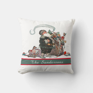 Coussin Noël traditionnel Vintage Père Noël Nom de famille