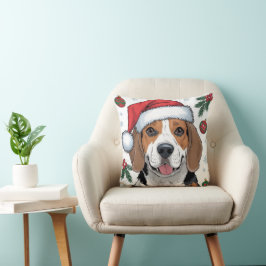 Coussin Noël Vacances Père Noël Beagle de chien Jeu d'orei