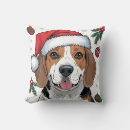 Coussin Noël Vacances Père Noël Beagle de chien Jeu d'orei