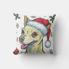 Coussin Noël Vacances Père Noël Chien Chihuahua Jeu d'orei