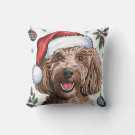 Coussin Noël Vacances Père Noël Chien Poodle Jeter Oreille